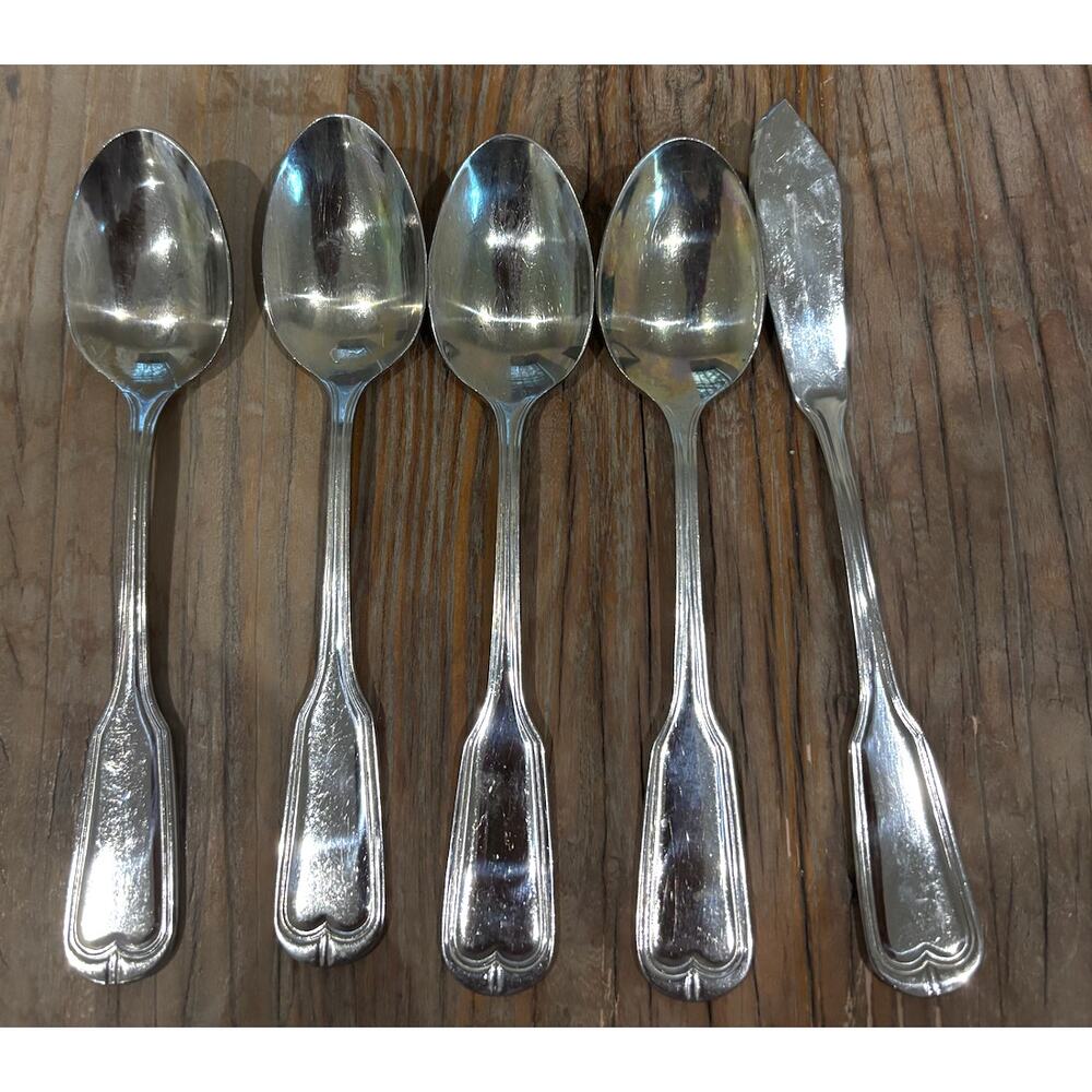 Wallace 18/10 Stainless Steel Flatware 4 Spoons + 1 Spreader